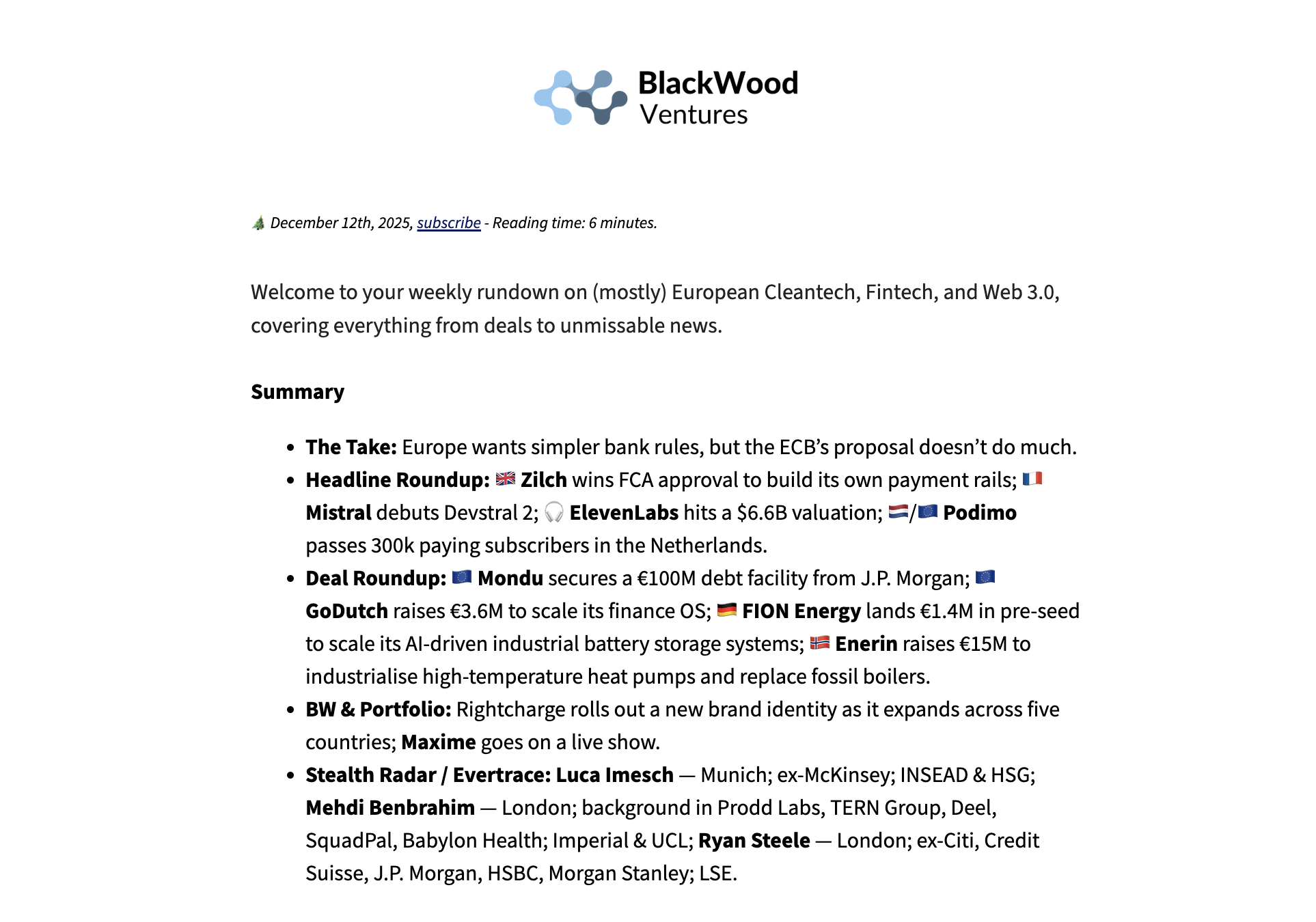 Week 50 - Industry Briefing